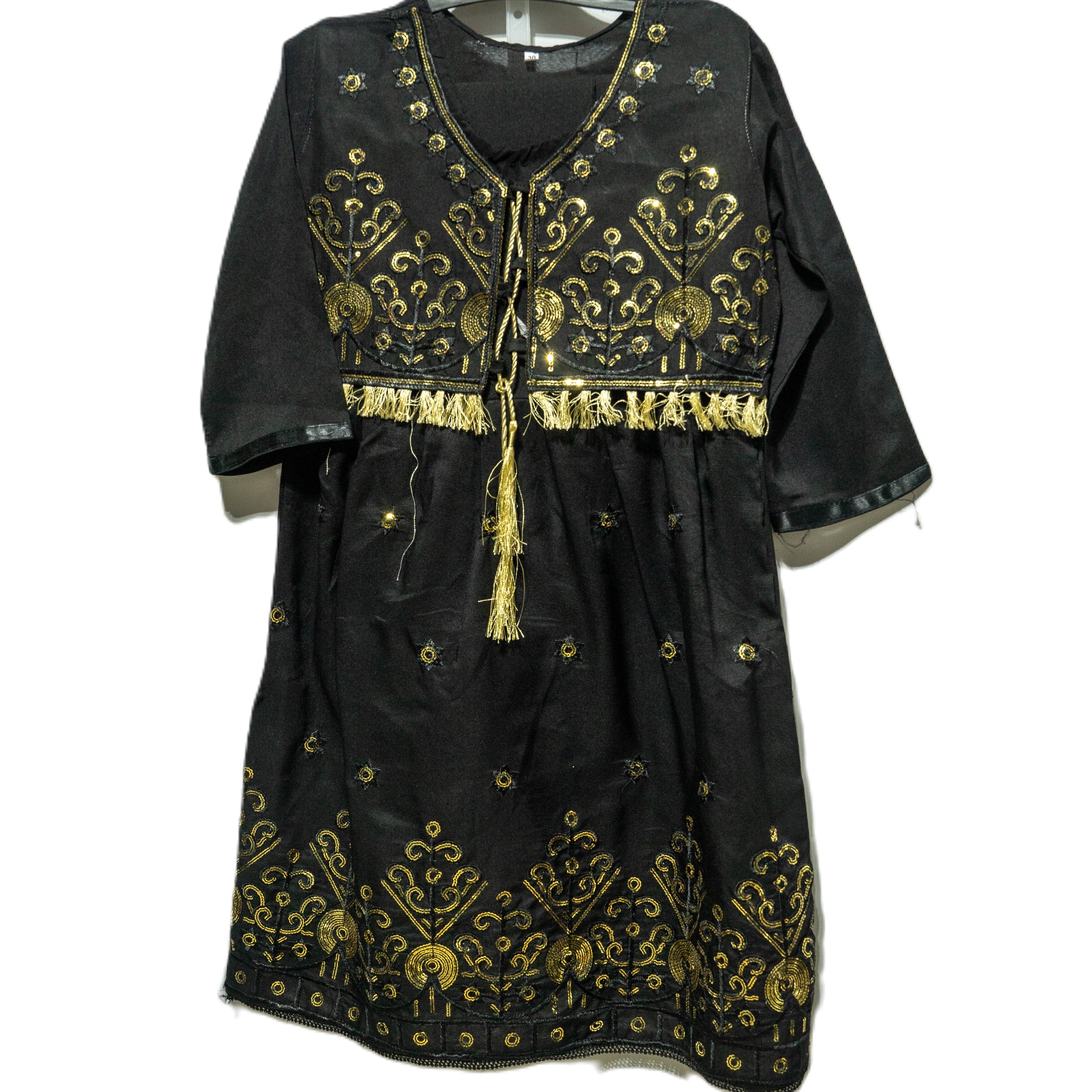 Black cotton frock sequence work