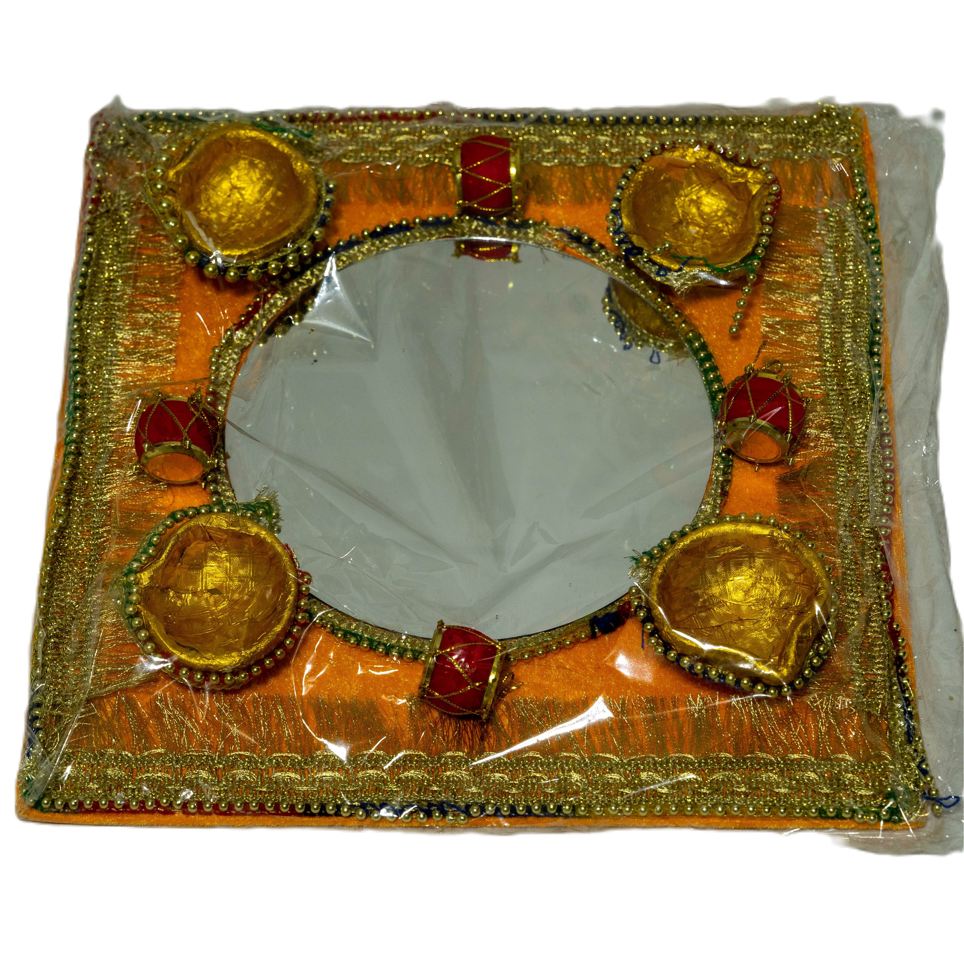 Square mehndi tray with mirror