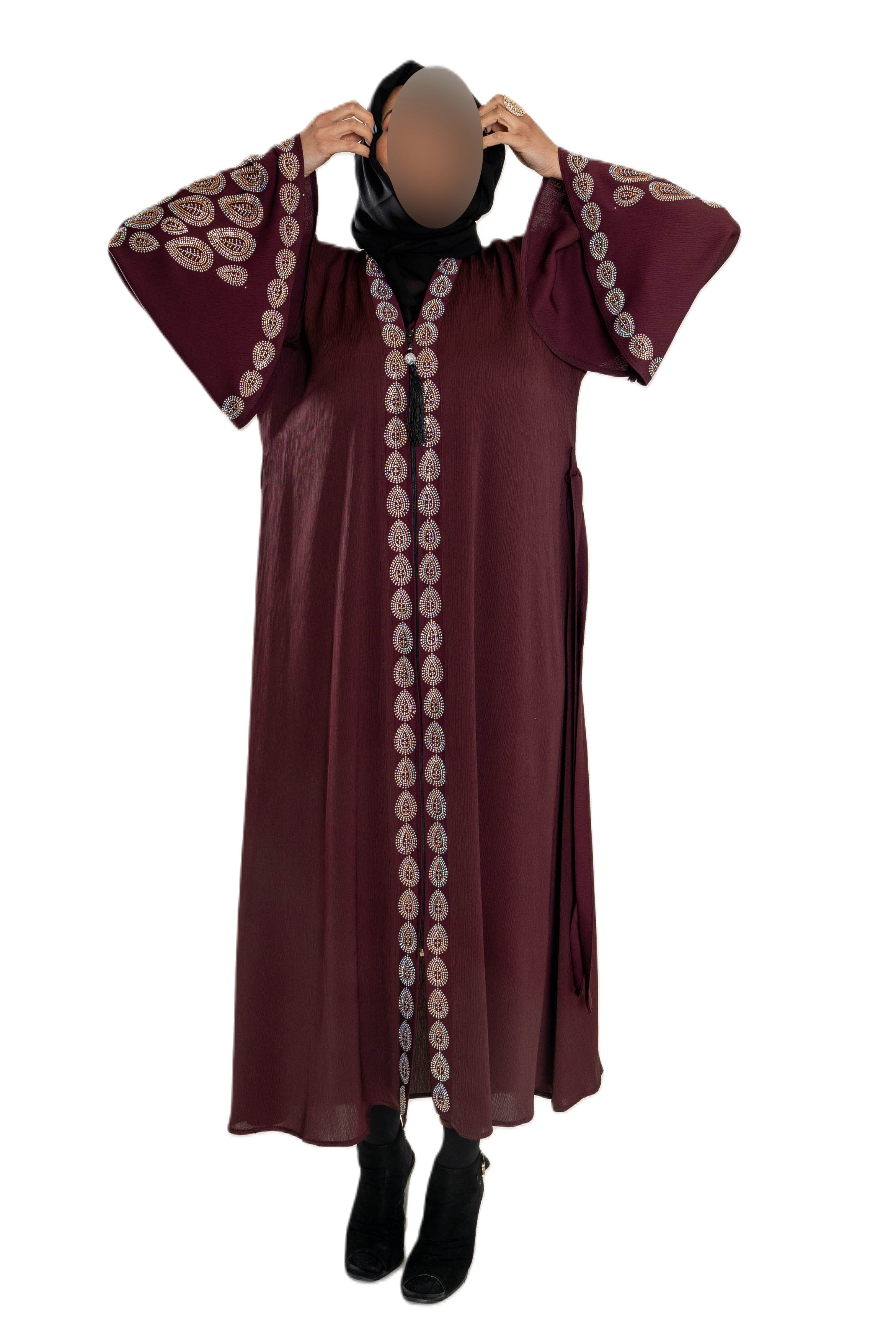 oloured DMC Sleeves Abaya with Vibrant Fabric for Ultimate Comfort and Unique Style