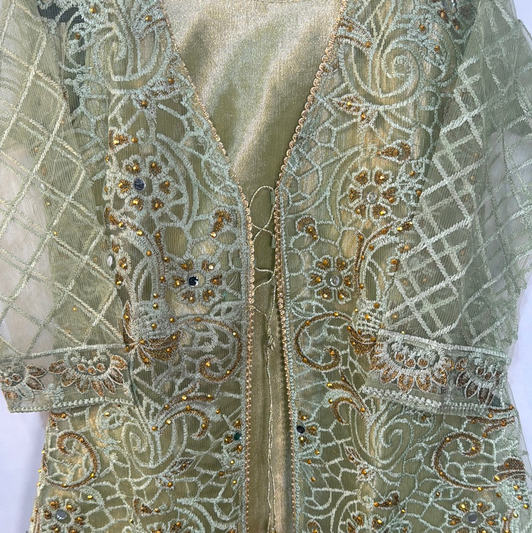 Girls Pakistani net gown style with inner and trouser
