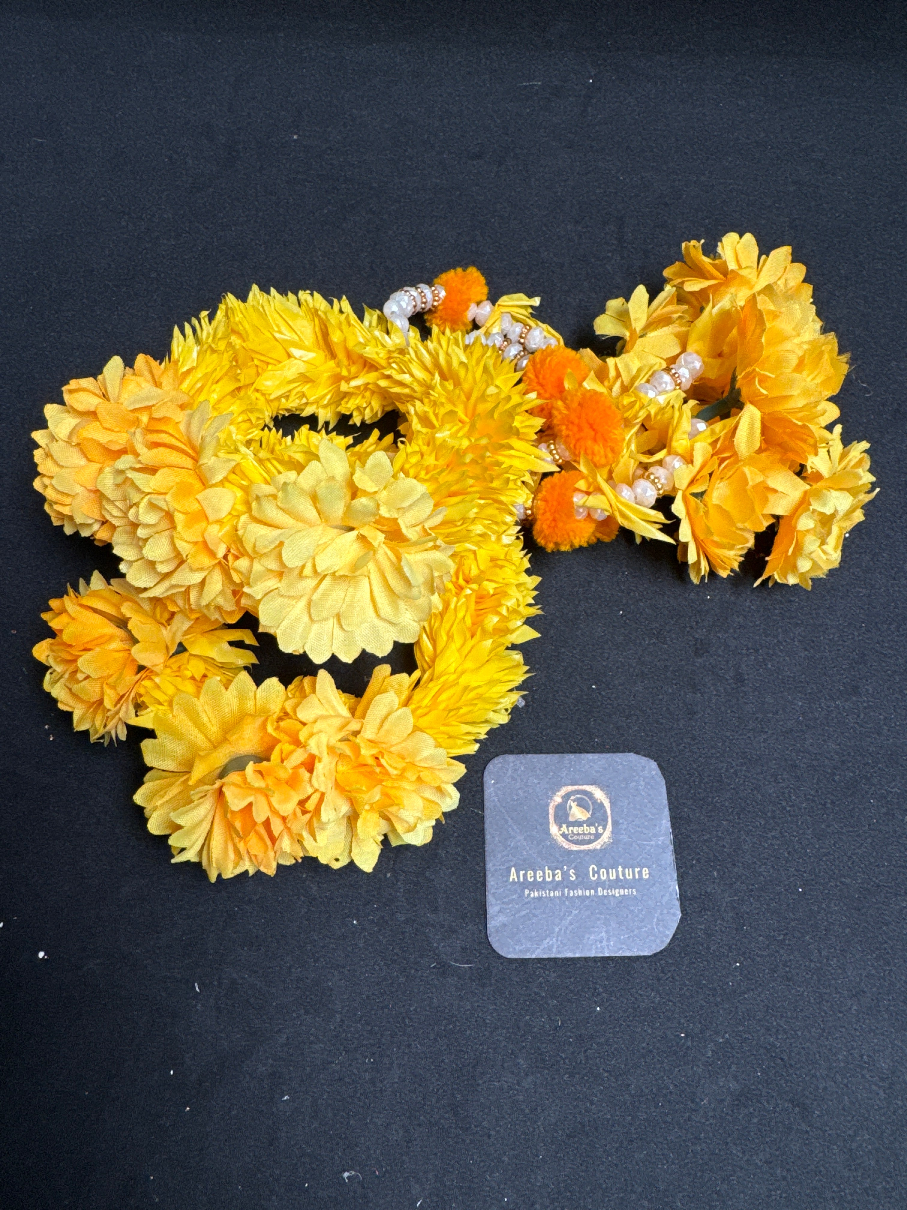Flower Gajra  for Mehndi /haldi in Yellow -  Vibrant Yellow Single Piece Decorative Accessory