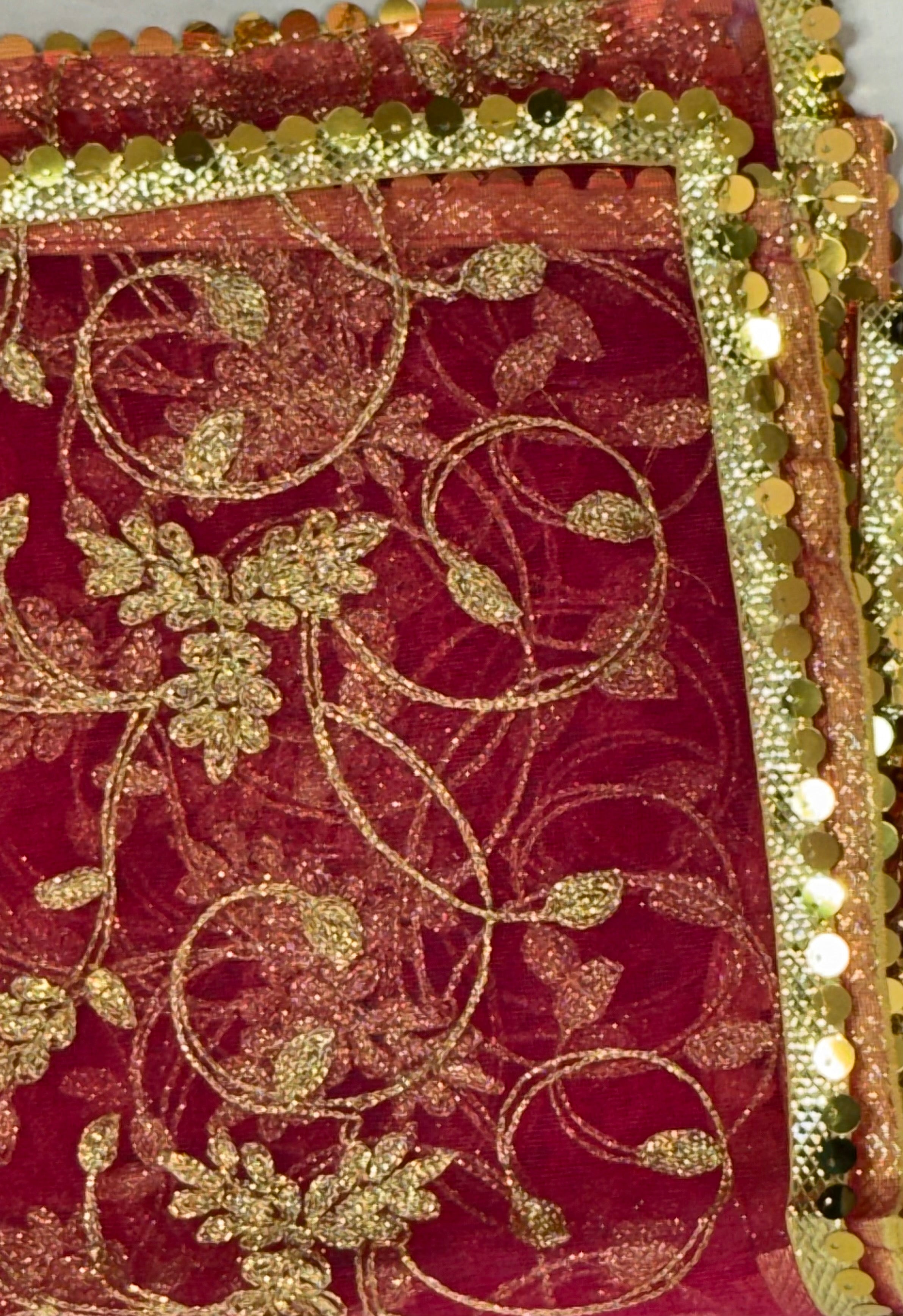 Net Dupptta Persian Pink Colour With Golden Embroidery