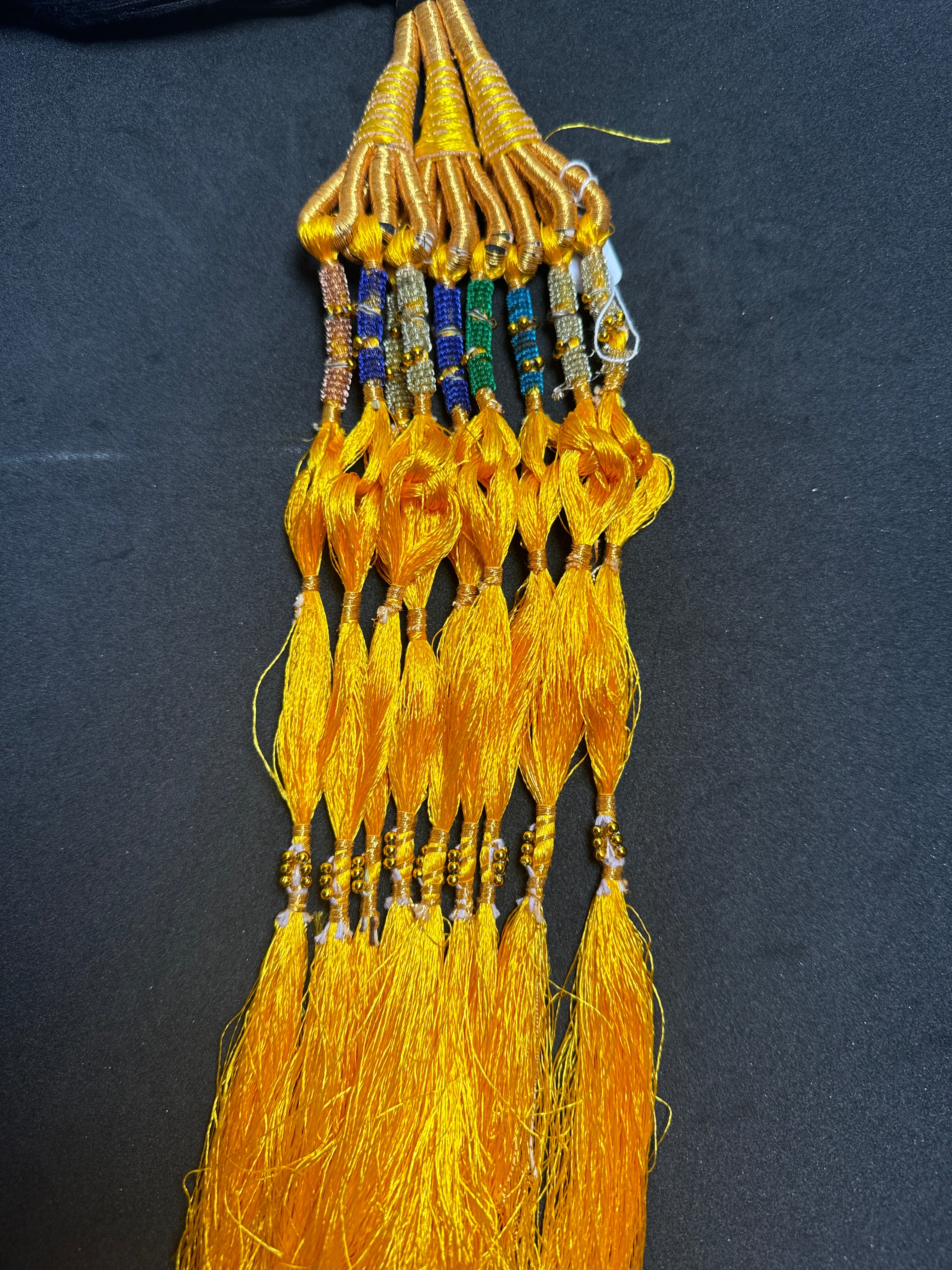 Black Parranda with multi colours beads in yellow tassels SP28