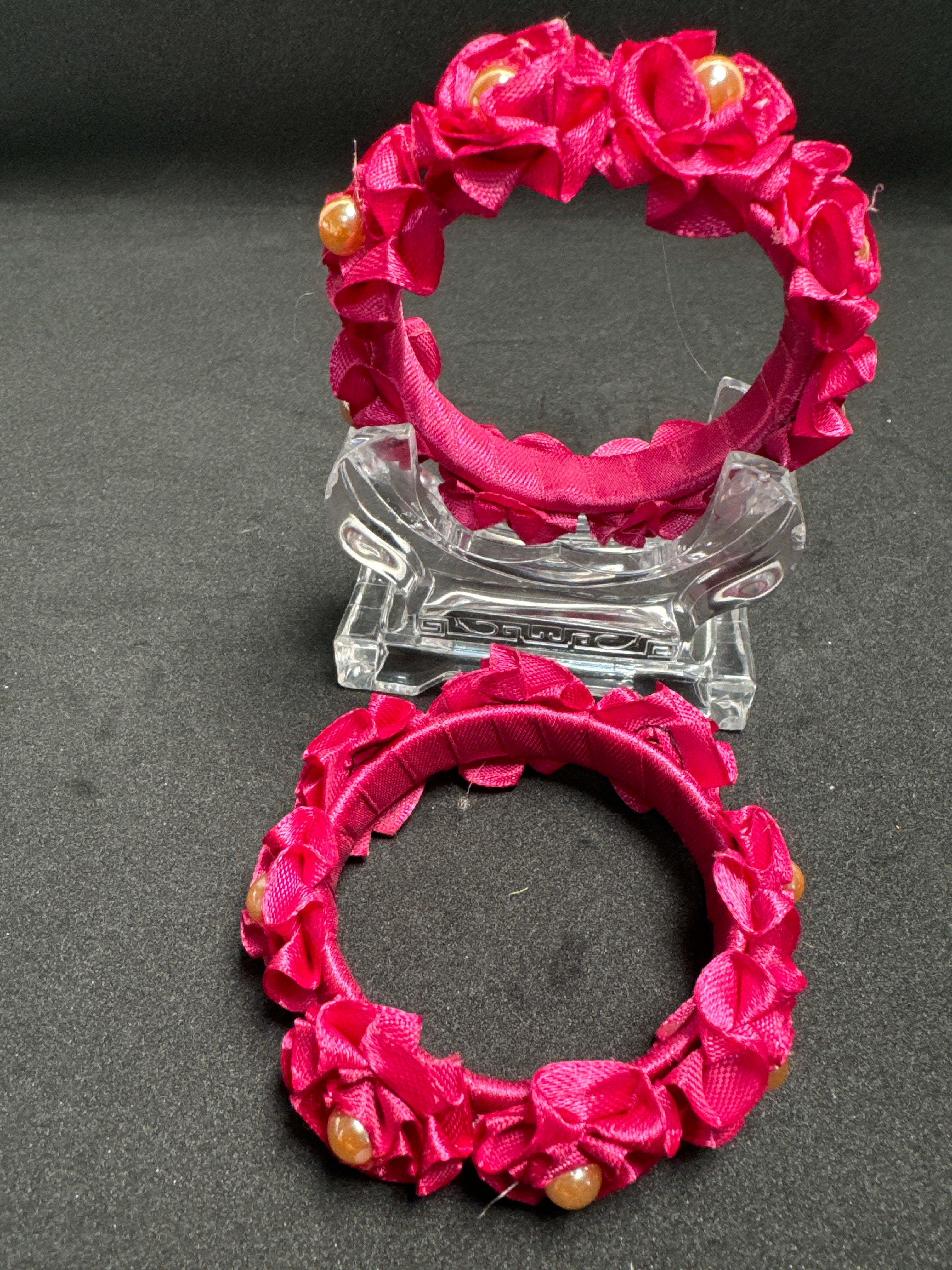 Dark pink flower Kara set  (Sold as pair)