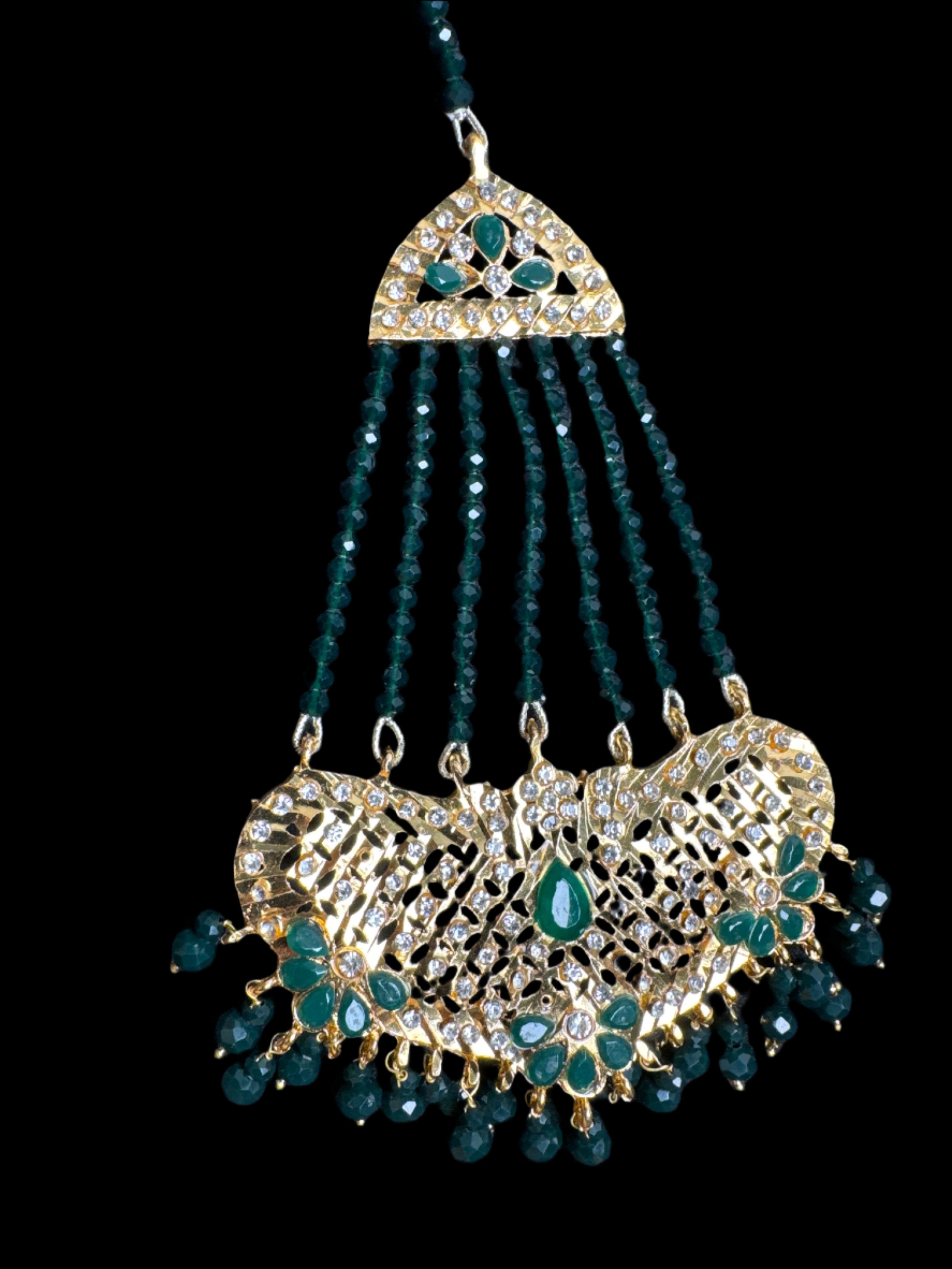 Mala set  with dark green & gold pearls JS55
