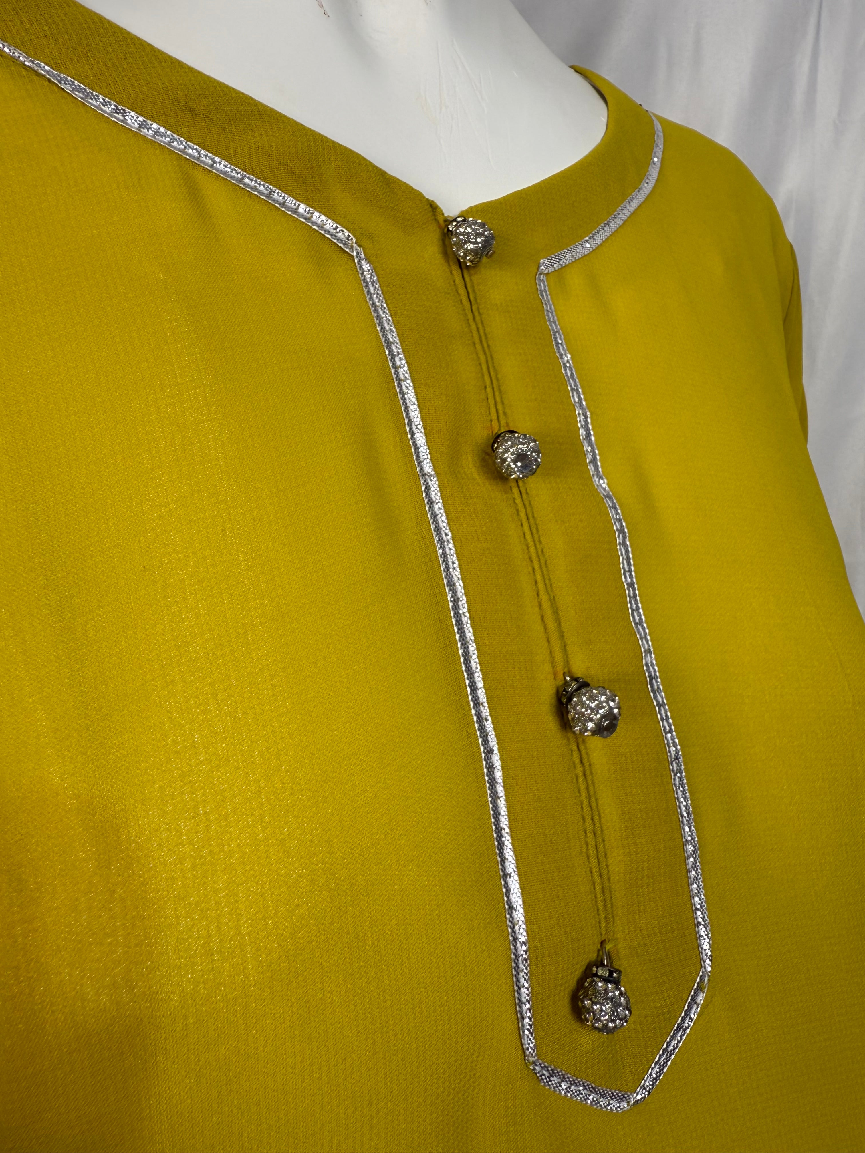 Parrot Green Chiffon Dress/Abaya (One Piece) Luxurious Embroidered Gala Daman Sleeves for Special Casual Occasions