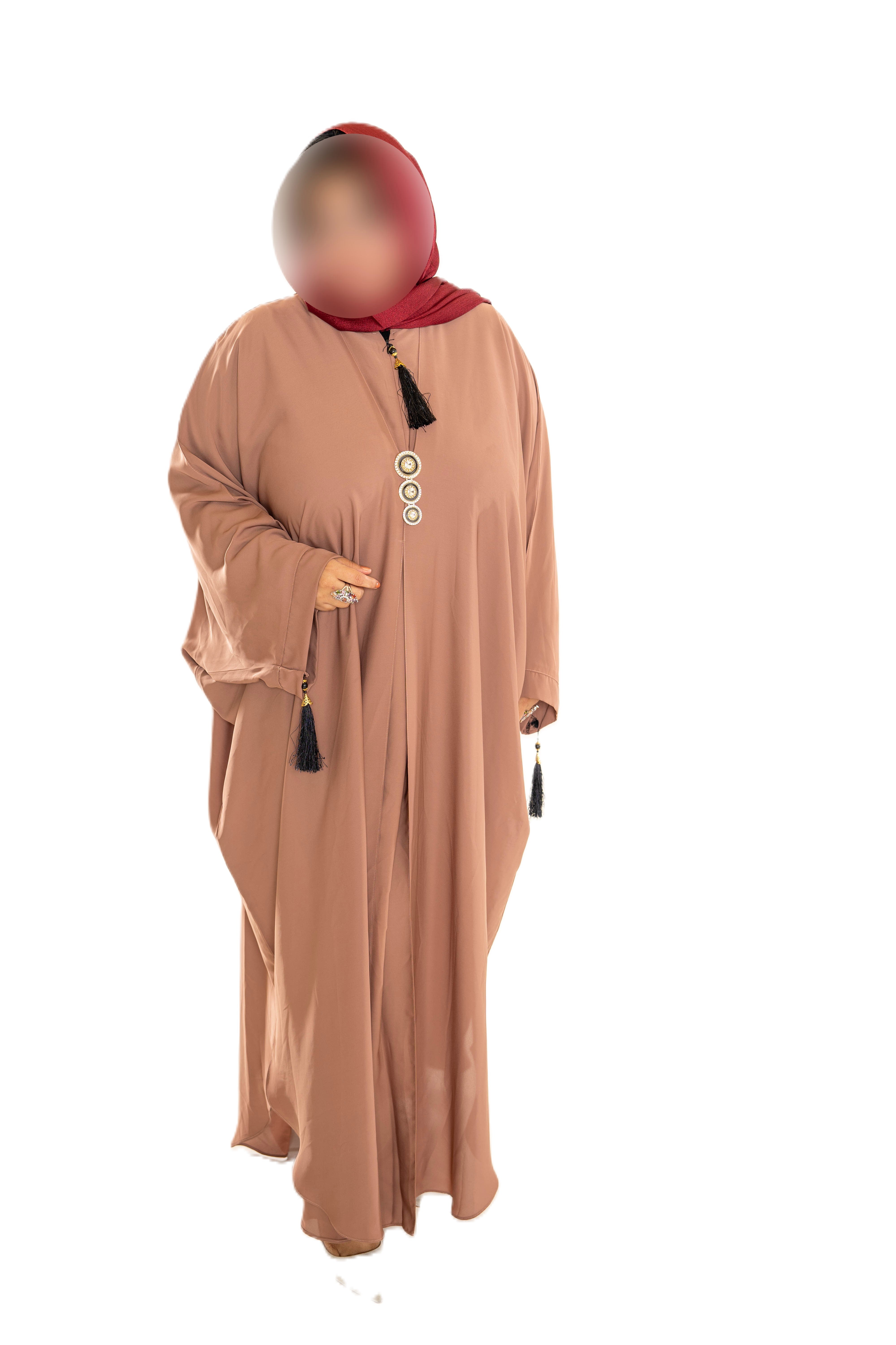 Colour Abaya with Brooch - High-Quality Fabric Elegant and Versatile Abaya for Any Occasion