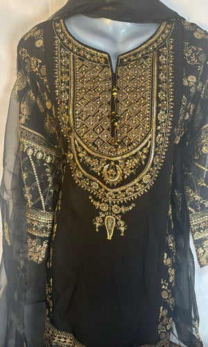 Black 3 pcs Garara set BCF 2- Areeba's Couture