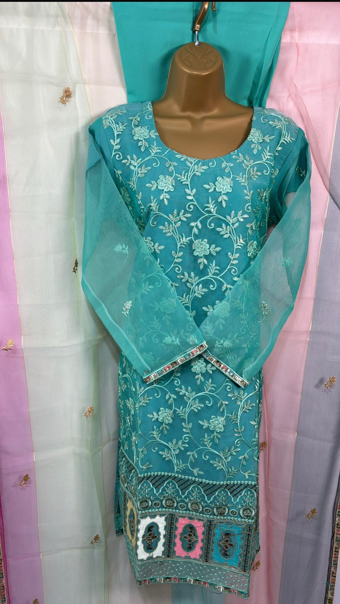 Aqua soft organza suit
