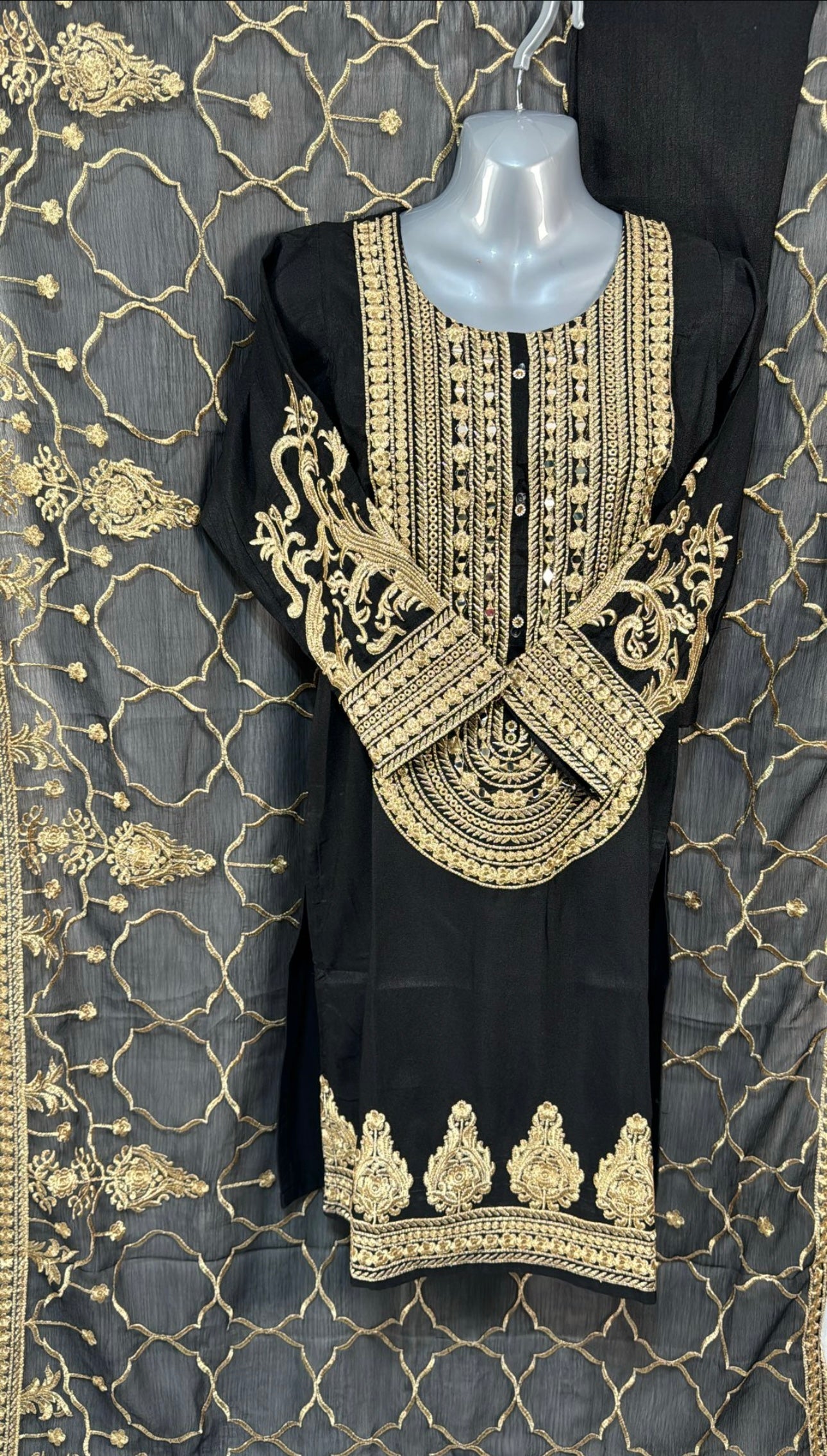 Three piece black suit