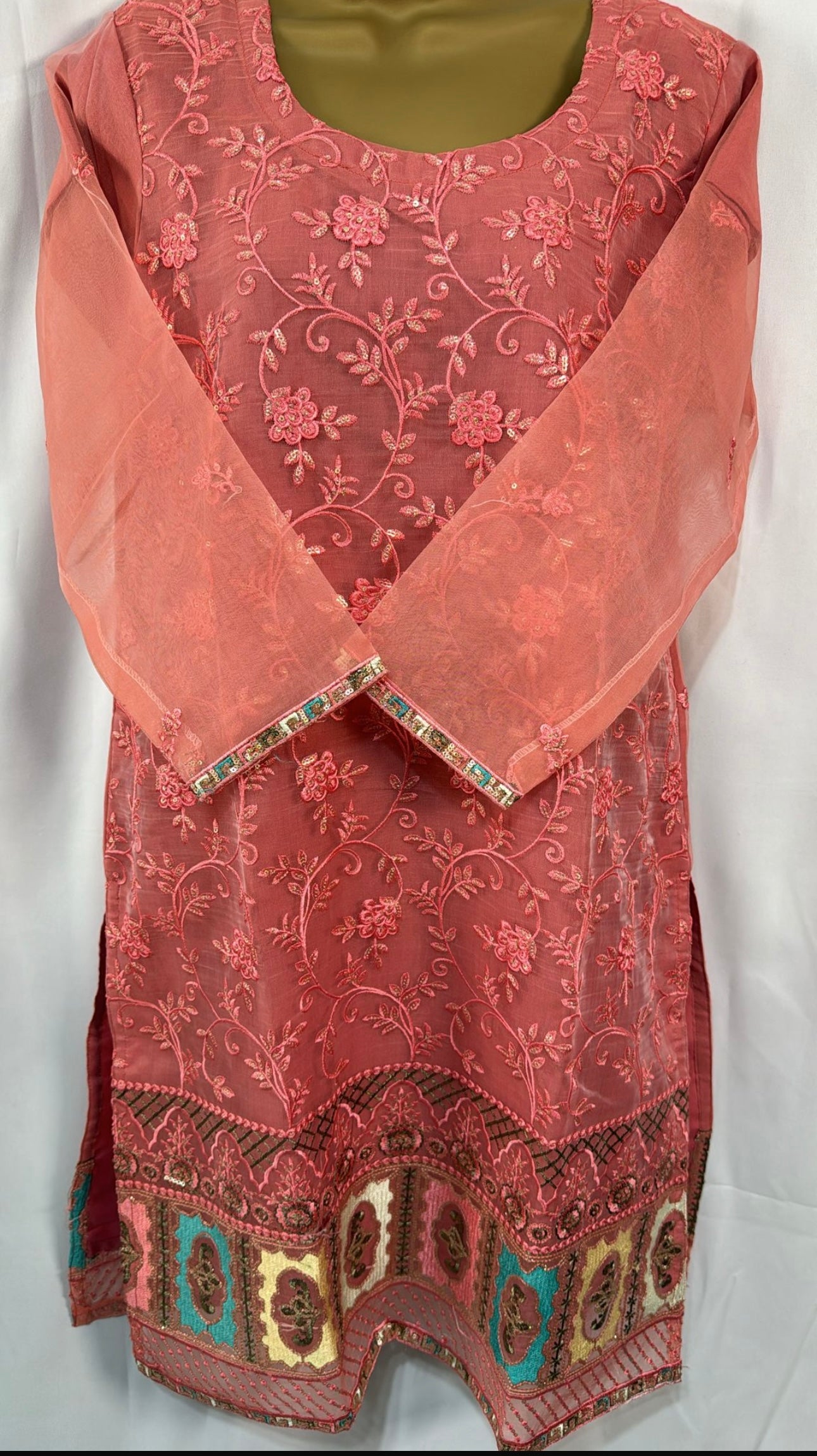 Pink three piece organza suit