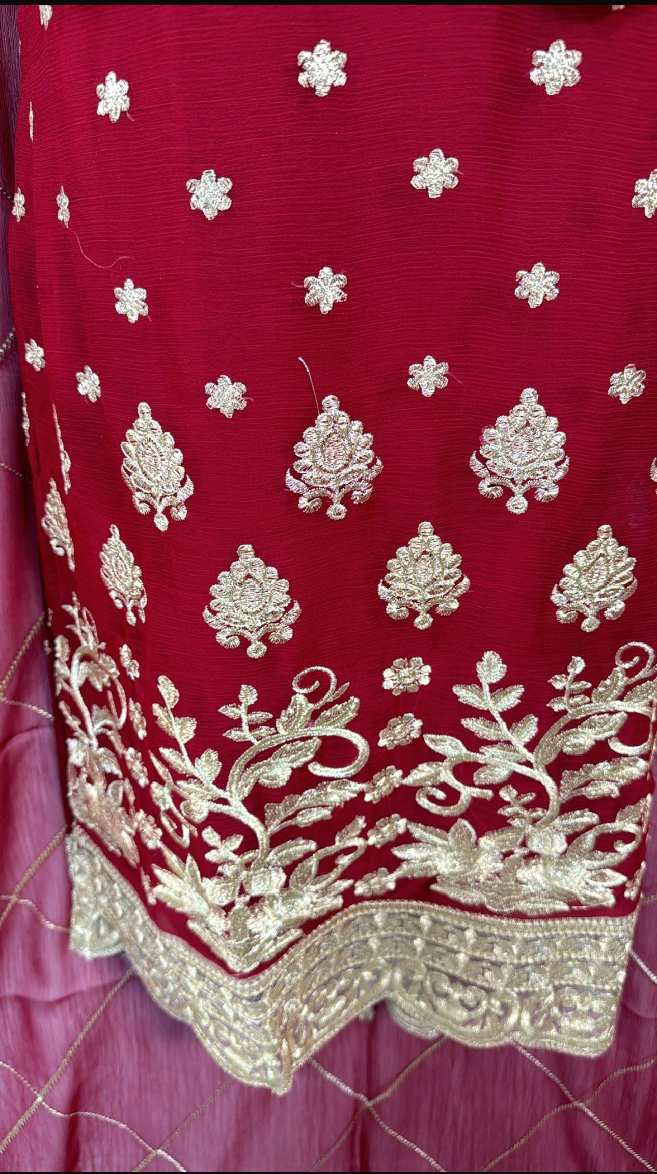 Maroon pure chiffon suit