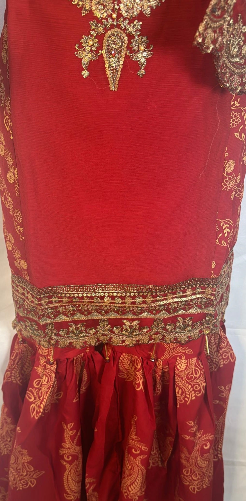 Red 3 pcs Garara set BCF 3- Areeba's Couture
