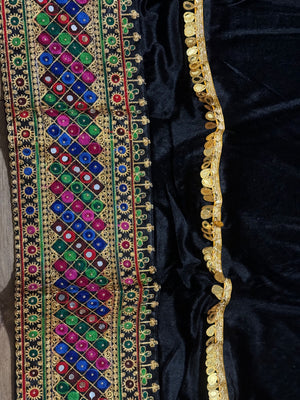 Black Valvet Afghani dress/Maxi (One piece)- Areeba's Couture