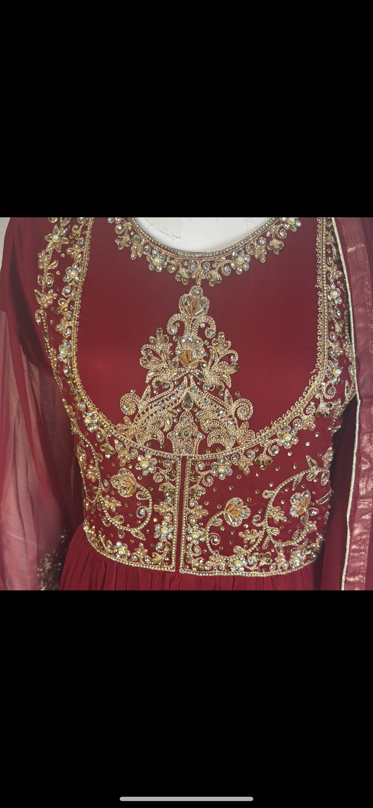 Maroon heavy beaded and Zari embroidery 3 piece suit- Areeba's Couture