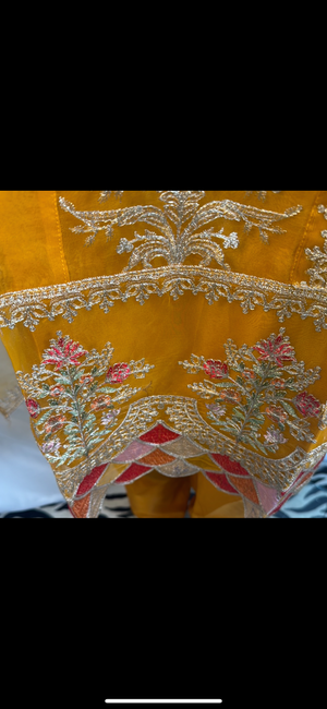 Organza frock Angrakha style suit- Areeba's Couture