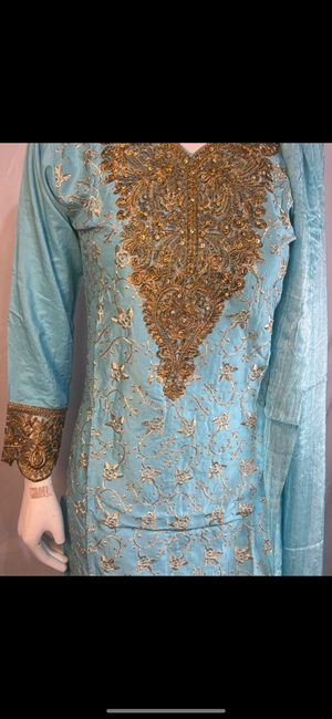 SHALWAR KAMEEZ SUIT Arabic linen- Areeba's Couture