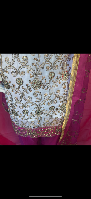 Stone and Zari work suit- Areeba's Couture