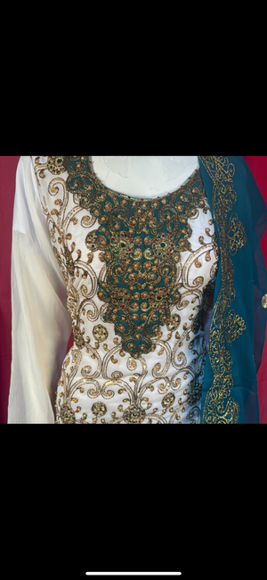 Stone and Zari work three piece suit- Areeba's Couture