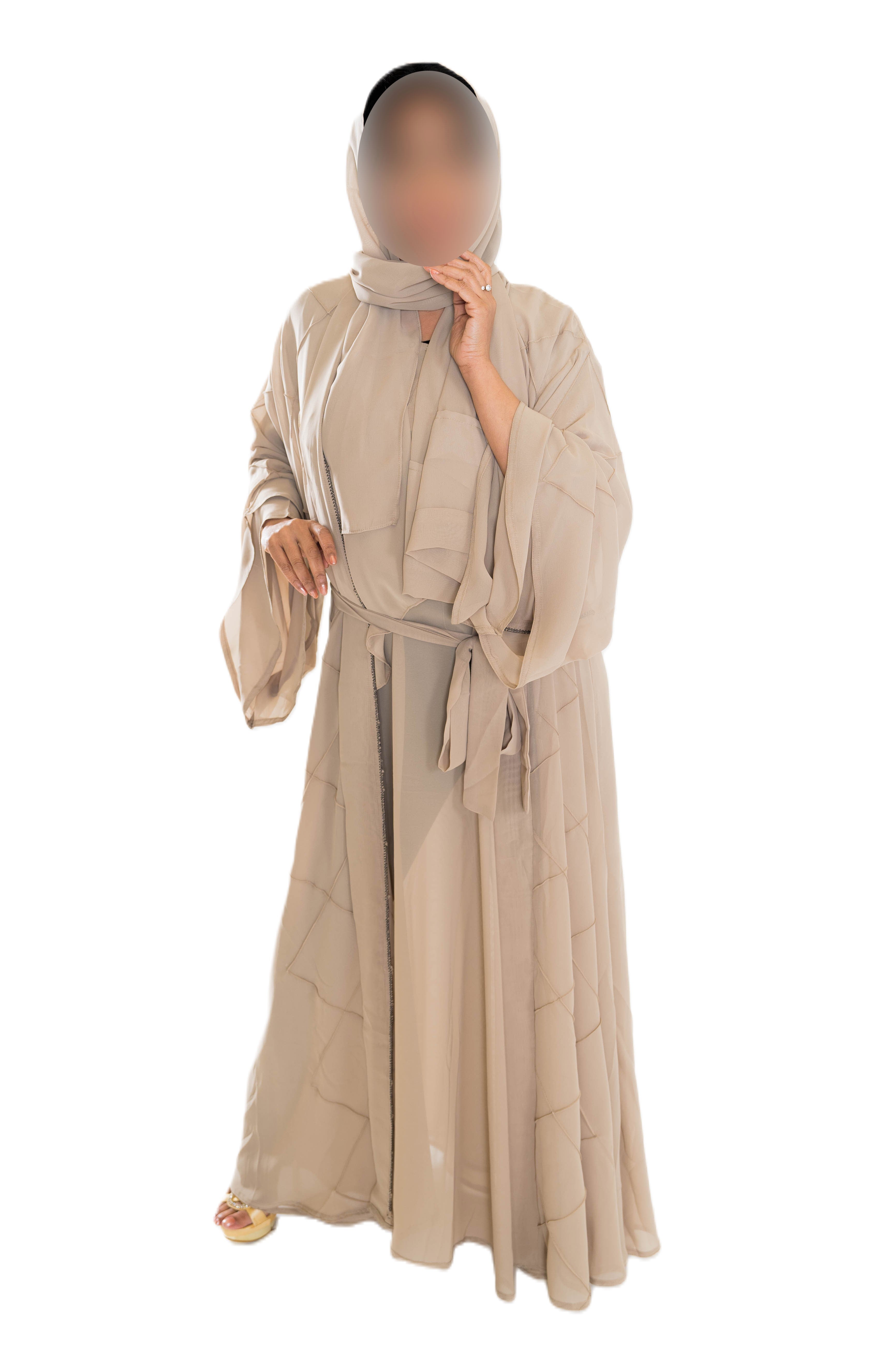 Chiffon Triple Layered Abaya Design - Elegant Brown Abaya with Three Layers for Comfort and Style