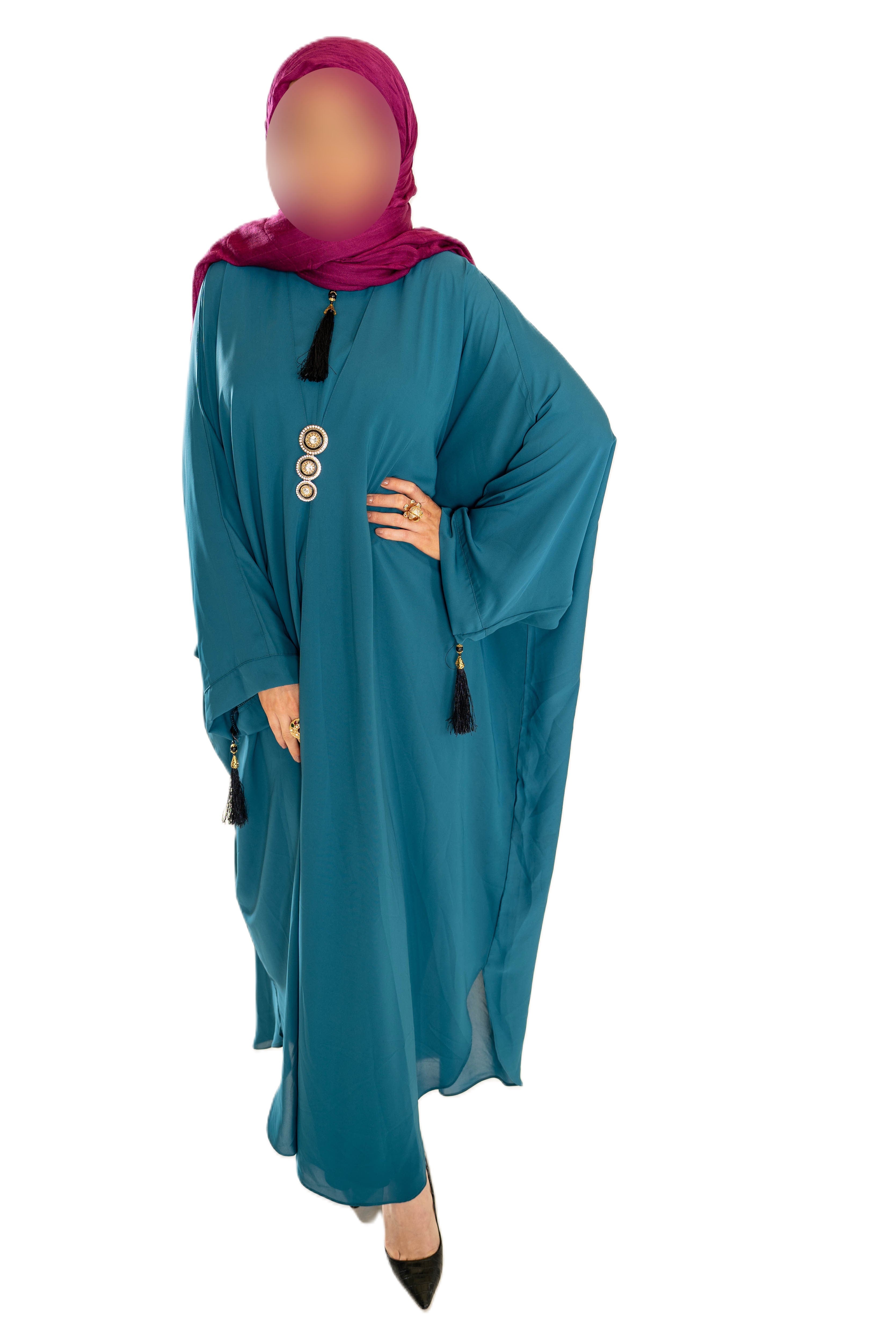 Colour Abaya with Brooch - High-Quality Fabric Elegant and Versatile Abaya for Any Occasion