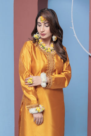 Butterscotch plain suit- Areeba's Couture