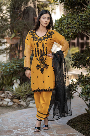 Black on Golden bell- Areeba's Couture