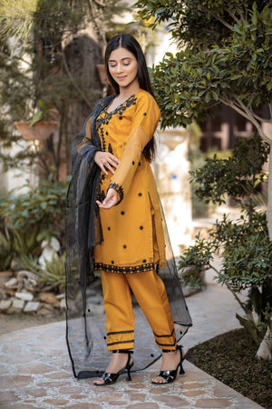 Black on Golden bell- Areeba's Couture