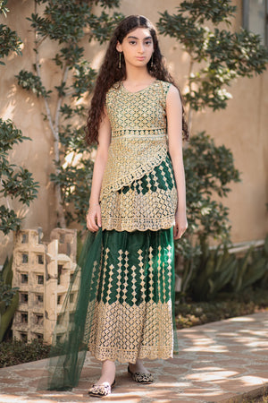 Racing Green Lehnga- Areeba's Couture