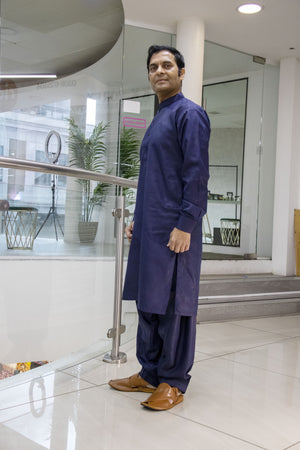 Dark Slate Blue Salwar kameez Gents- Areeba's Couture