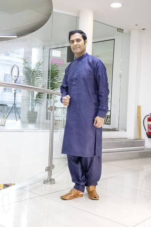 Dark Slate Blue Salwar kameez Gents- Areeba's Couture