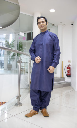 Dark Slate Blue Salwar kameez Gents- Areeba's Couture