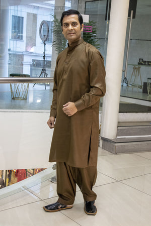 Dark Taupe Salwar kameez Gents- Areeba's Couture