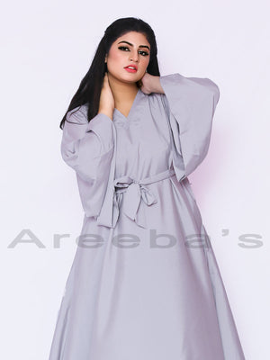 Grey suit Sehrish abaya- Areeba's Couture