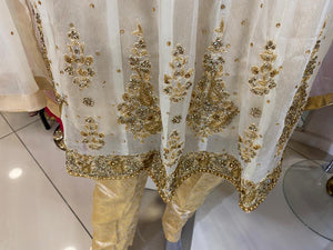 Gota Kinari Mehndi suit with sharara d7- Areeba's Couture