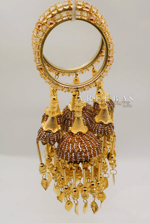 Kaleera with Kangan Gold / Bridal hand hanging with Bangel- Areeba's Couture