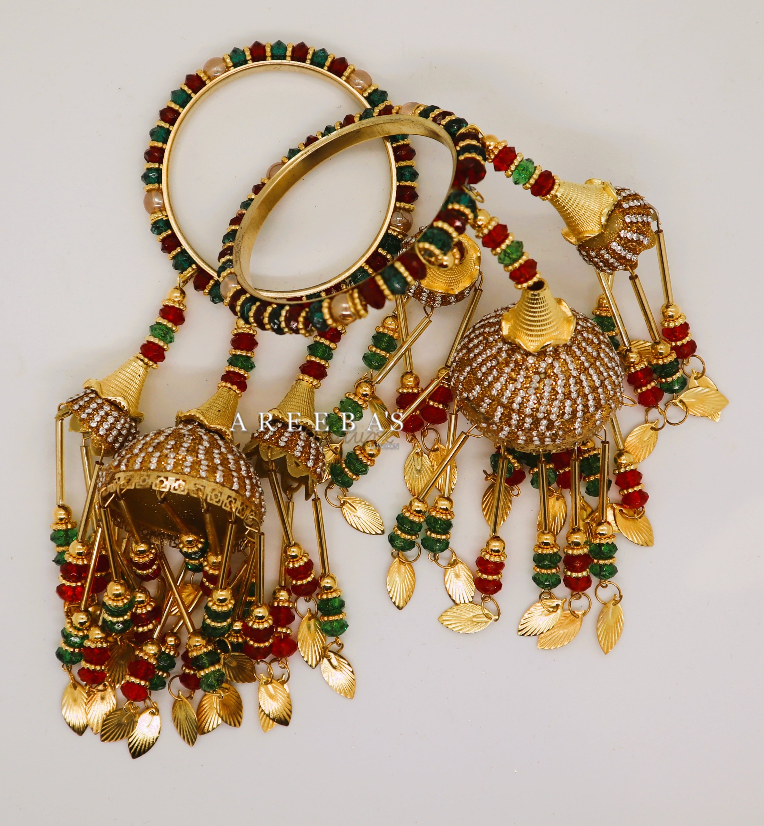 Kaleera with Kangan Gold / Bridal hand hanging with Bangel- Areeba's Couture