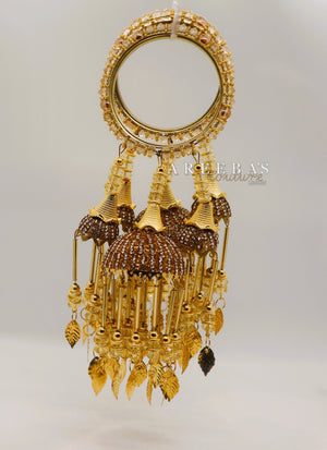 Kaleera with Kangan Gold / Bridal hand hanging with Bangel- Areeba's Couture