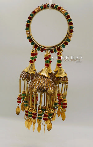 Kaleera with Kangan Gold / Bridal hand hanging with Bangel- Areeba's Couture