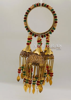 Kaleera with Kangan Gold / Bridal hand hanging with Bangel- Areeba's Couture