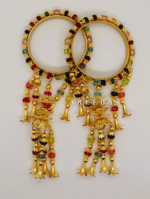 Kaleera with Kangan multi / Bridal hand hanging with Bangel- Areeba's Couture