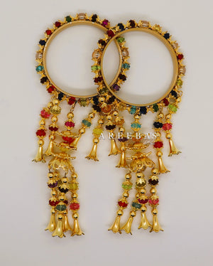 Kaleera with Kangan multi / Bridal hand hanging with Bangel- Areeba's Couture