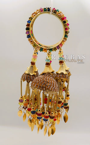 Kaleera with Kangan Multi/ Bridal hand hanging with Bangel- Areeba's Couture