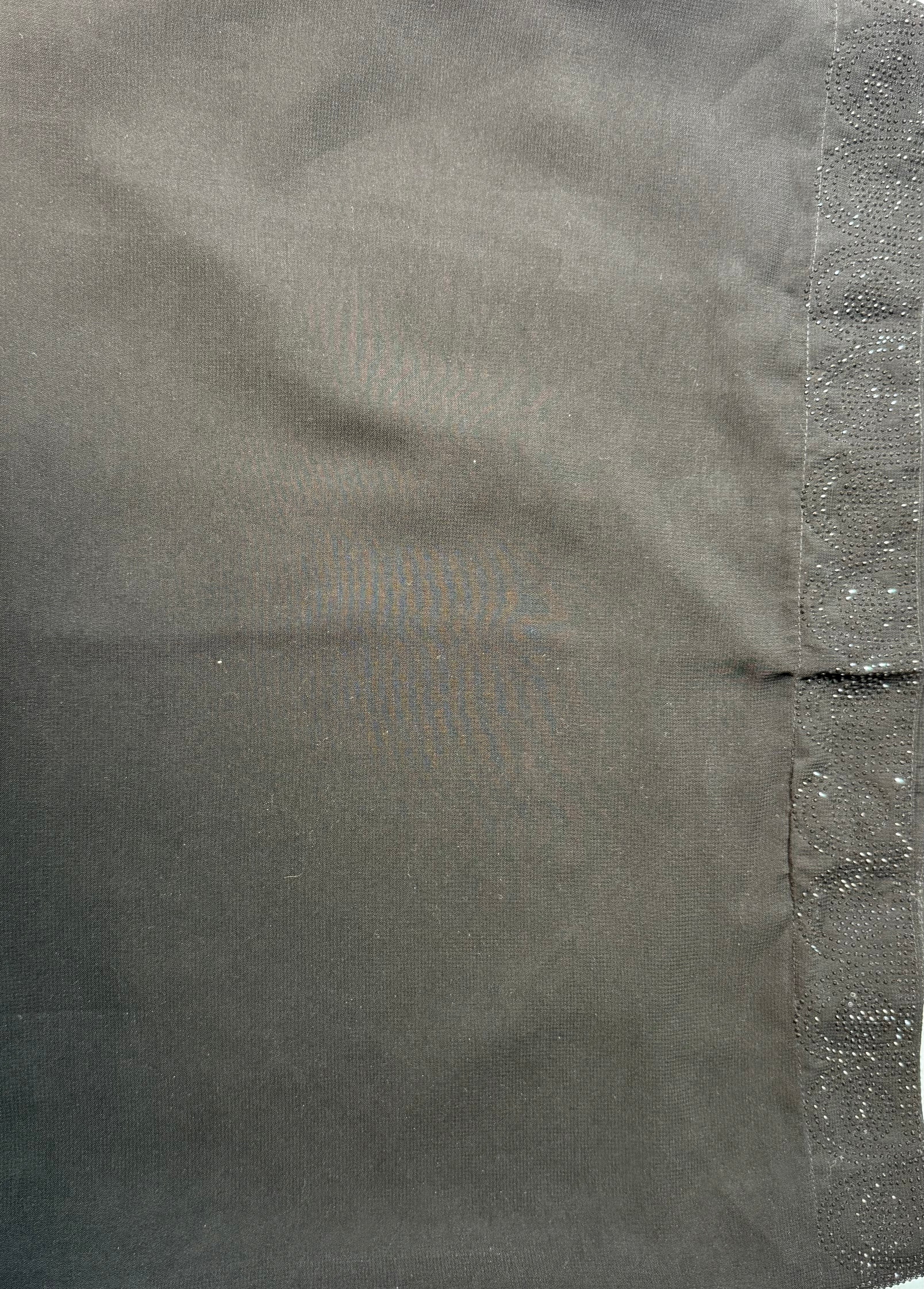 Black Elegant Scarf/Shawl With Mirror Work In Nida Fabric On Edges D1