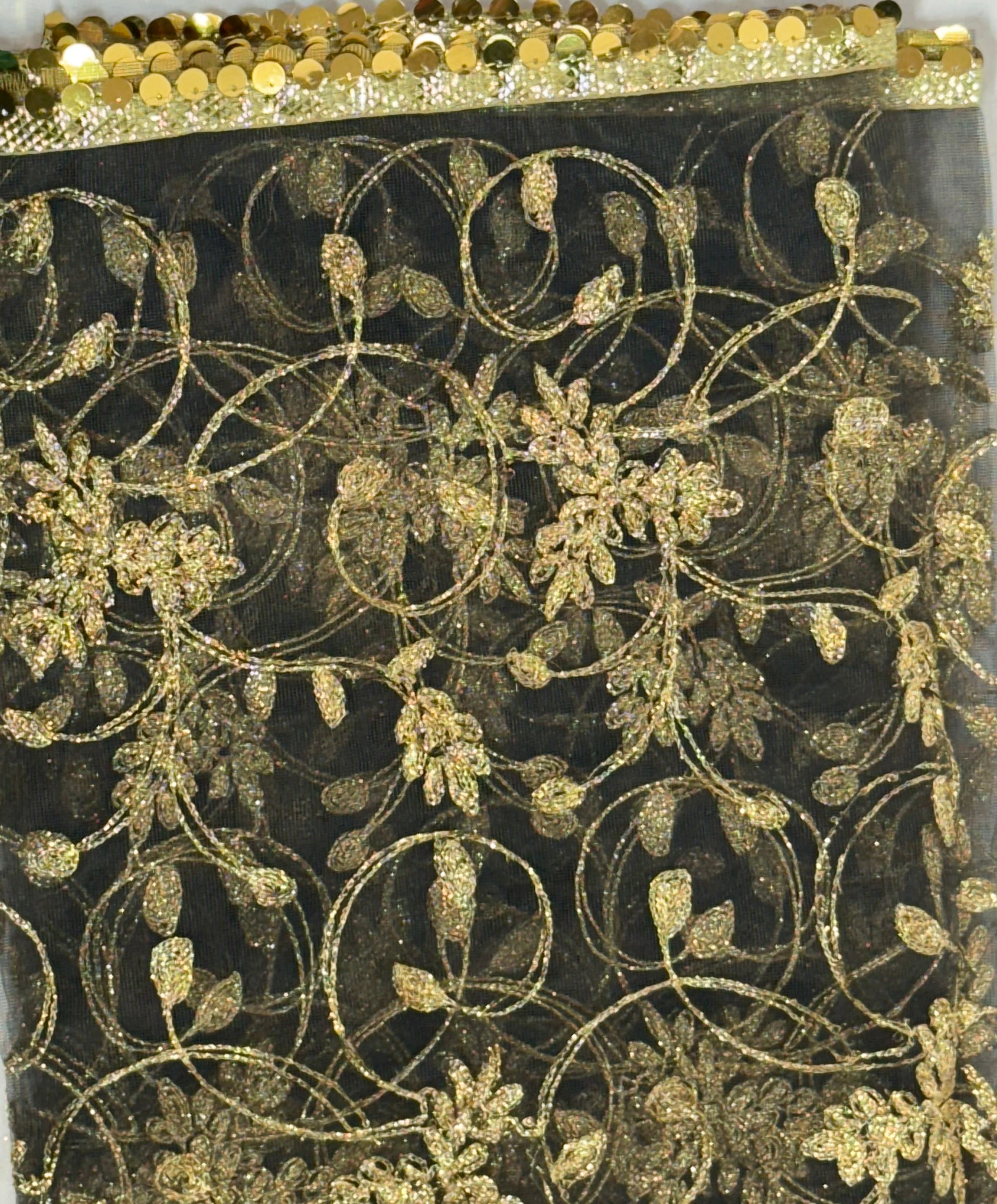 Net Dupatta Slate Grey Colour With Golden Embroidery