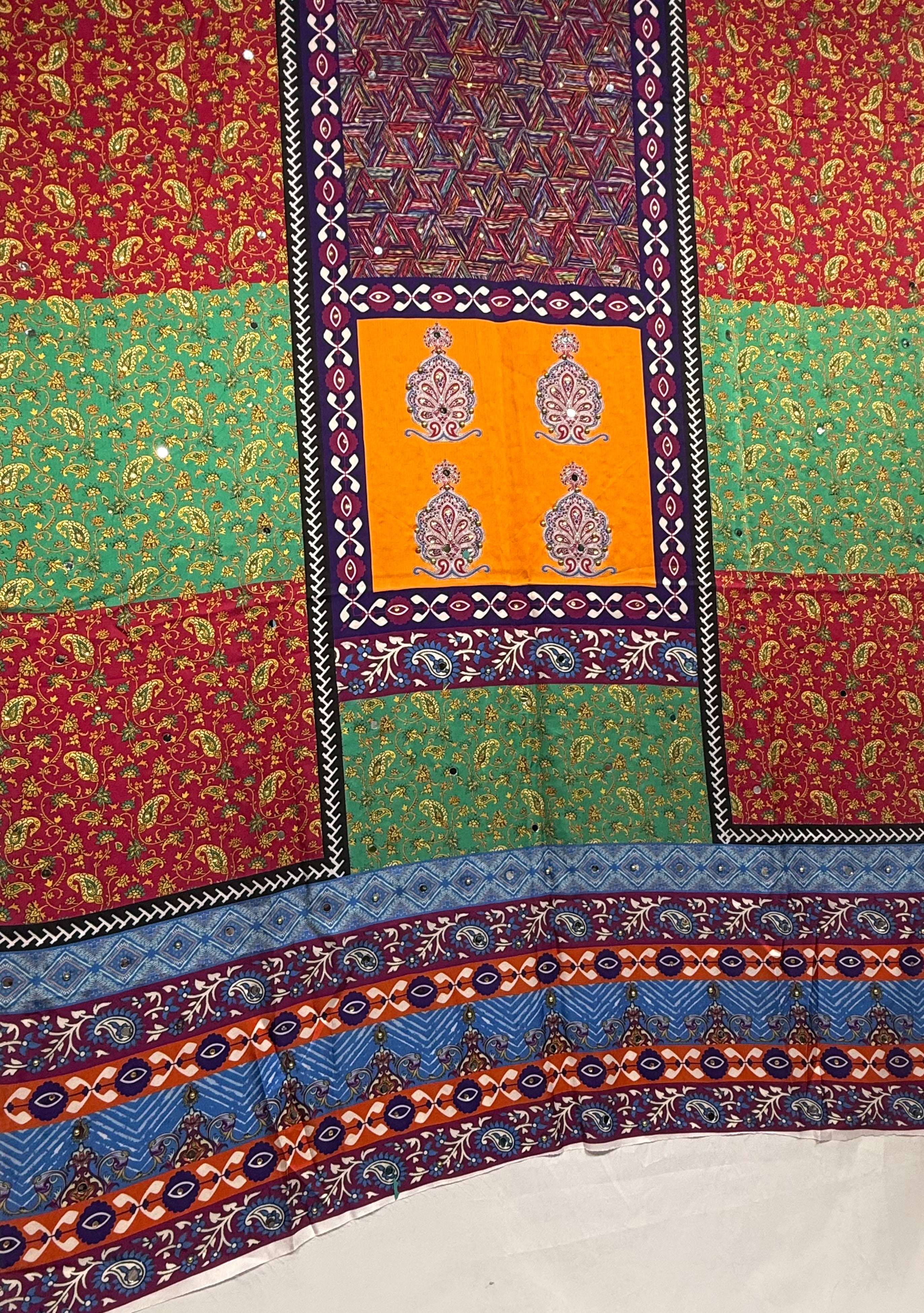 Silk Dupptta In Multi Colour Sd10 By Areeba'S Couture