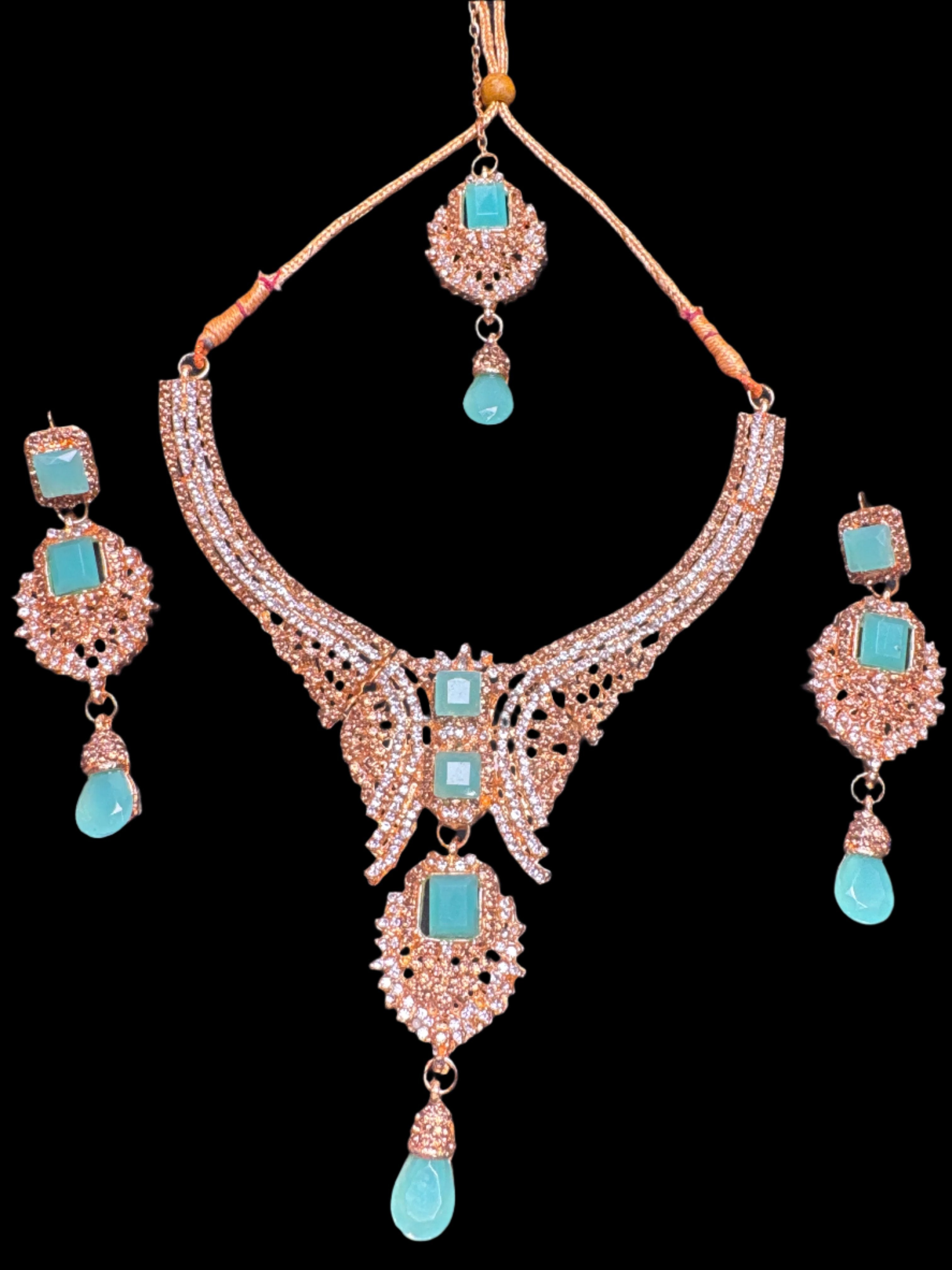 Golden Necklace and earring & Bindia set - JS83