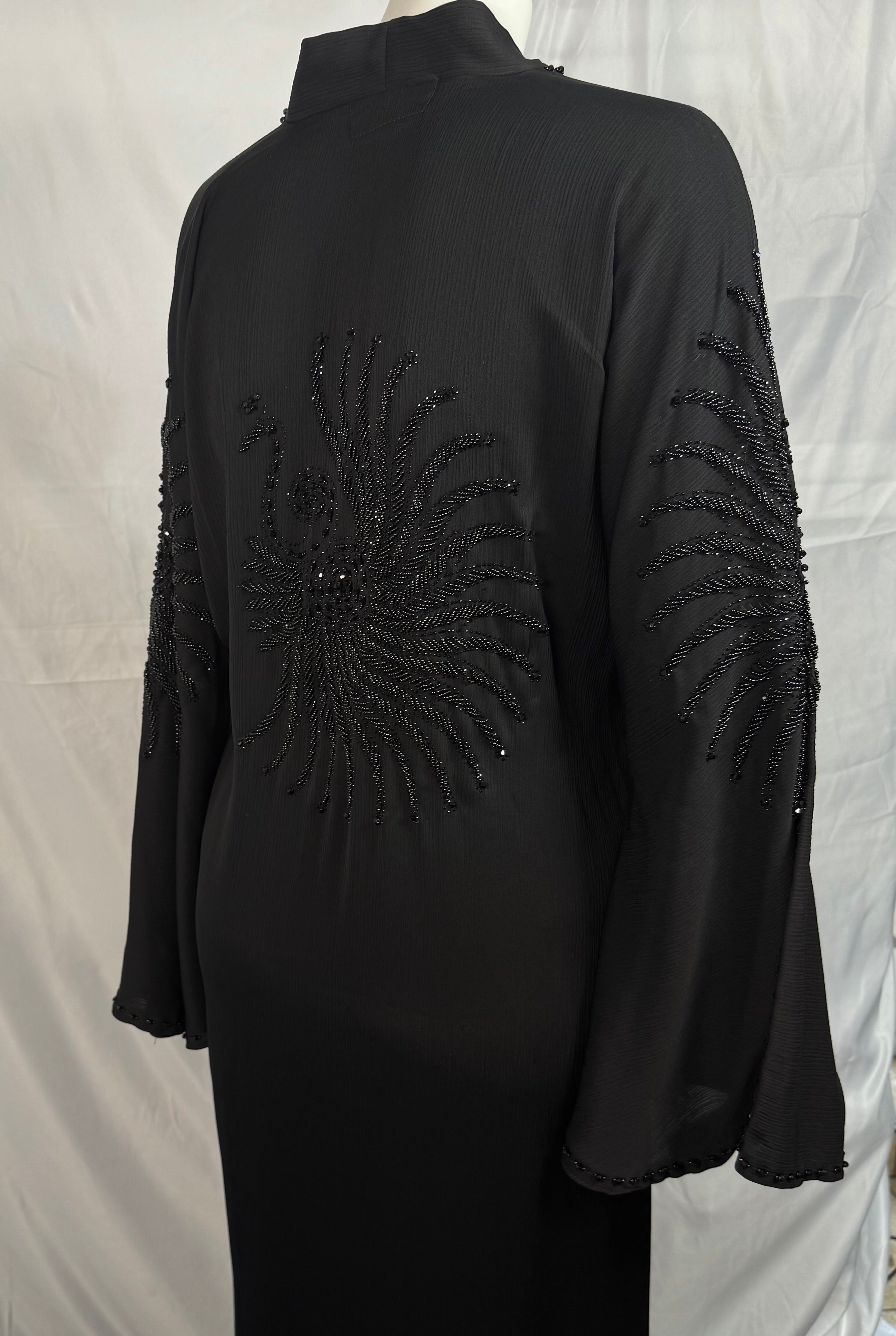 Black Pearls Embroidered Abaya