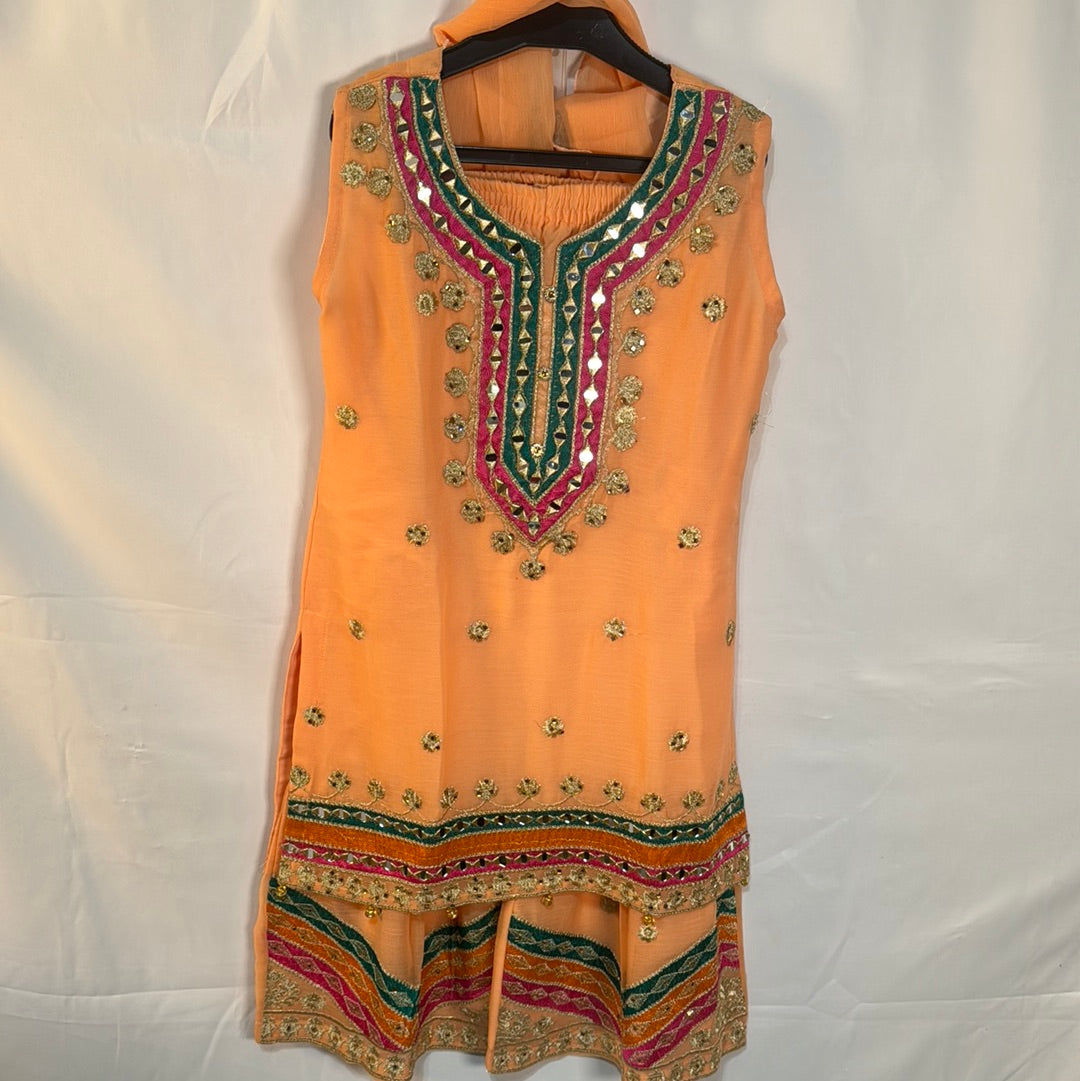 Girls peach Garara collection D6- Areeba's Couture