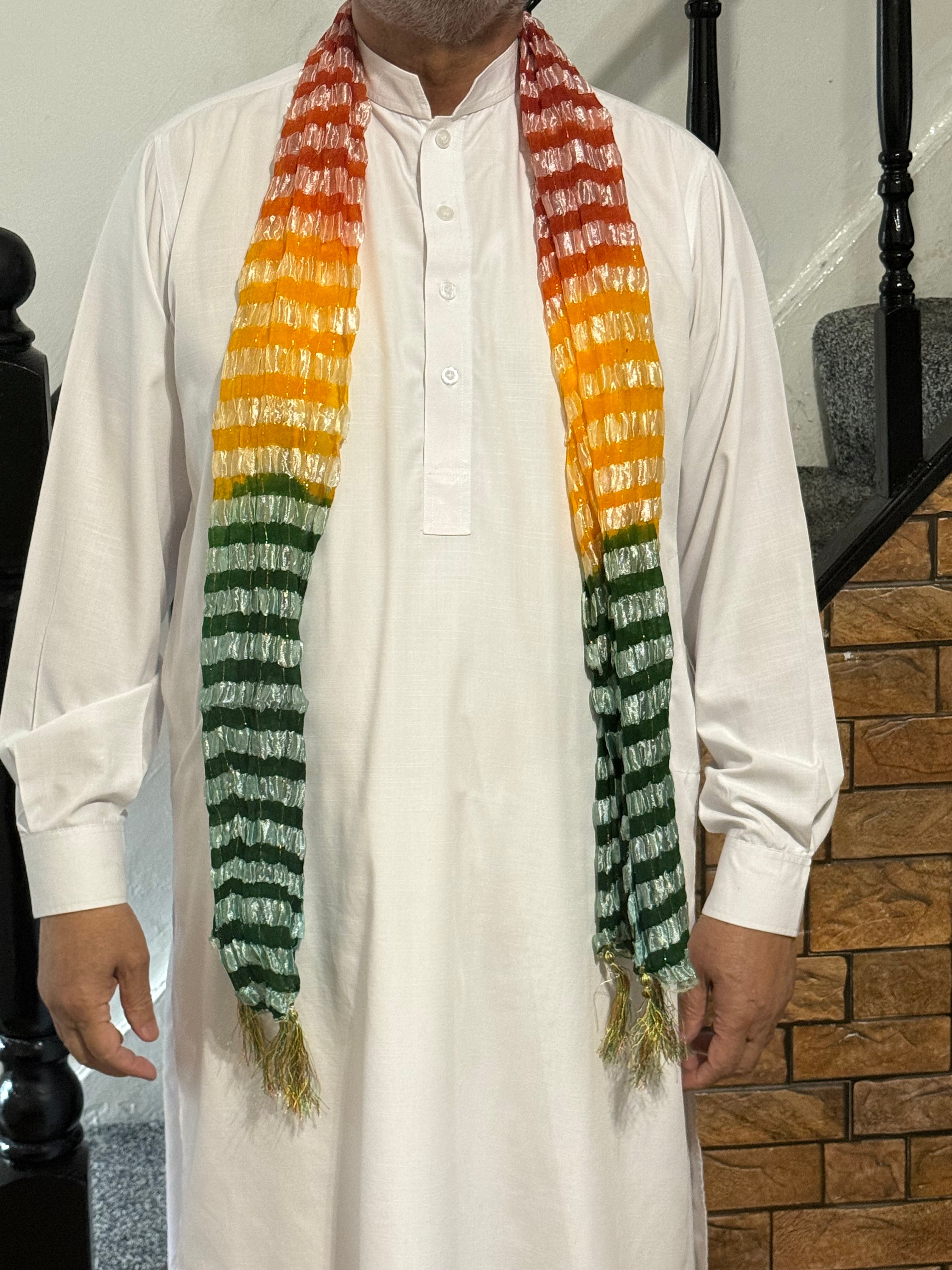 Mehndi Dupatta For The Lads In Multi-Colours With Tussles Casual Fabric